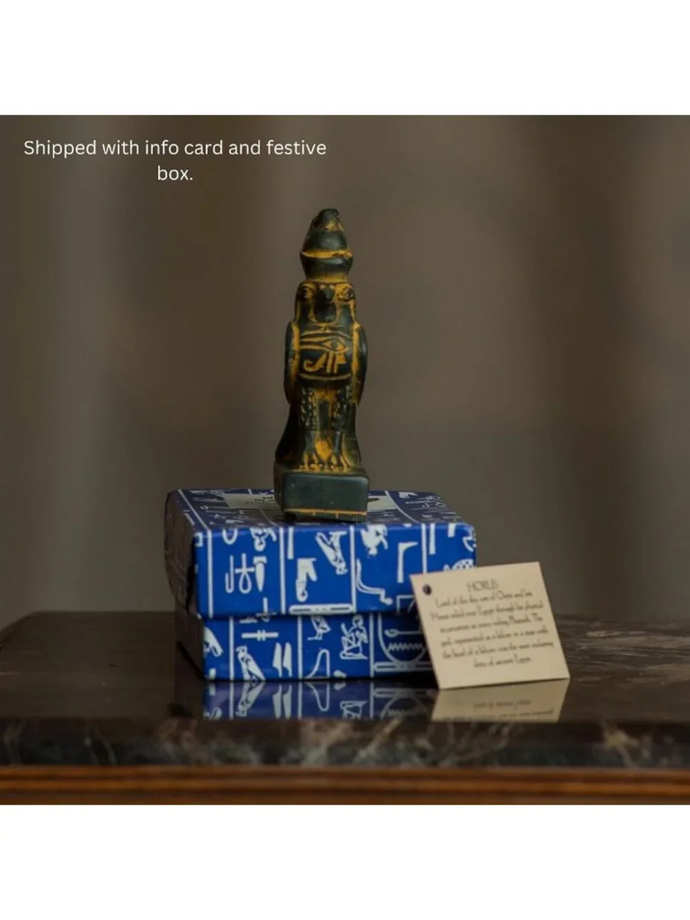 Antique Gold Mini Egyptian God Horus Statue - 4